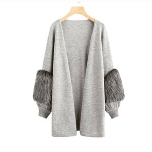 🔥SALE🔥Cliche Grey Cardigan With Fur Puff